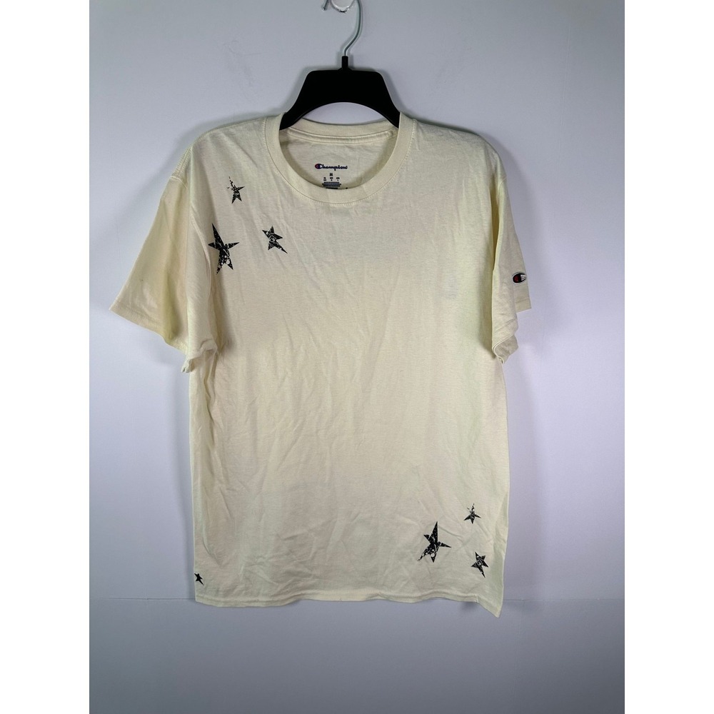 ChampionShirt Mens M Cream Star Graphic Champion Script Back Short Sleeve